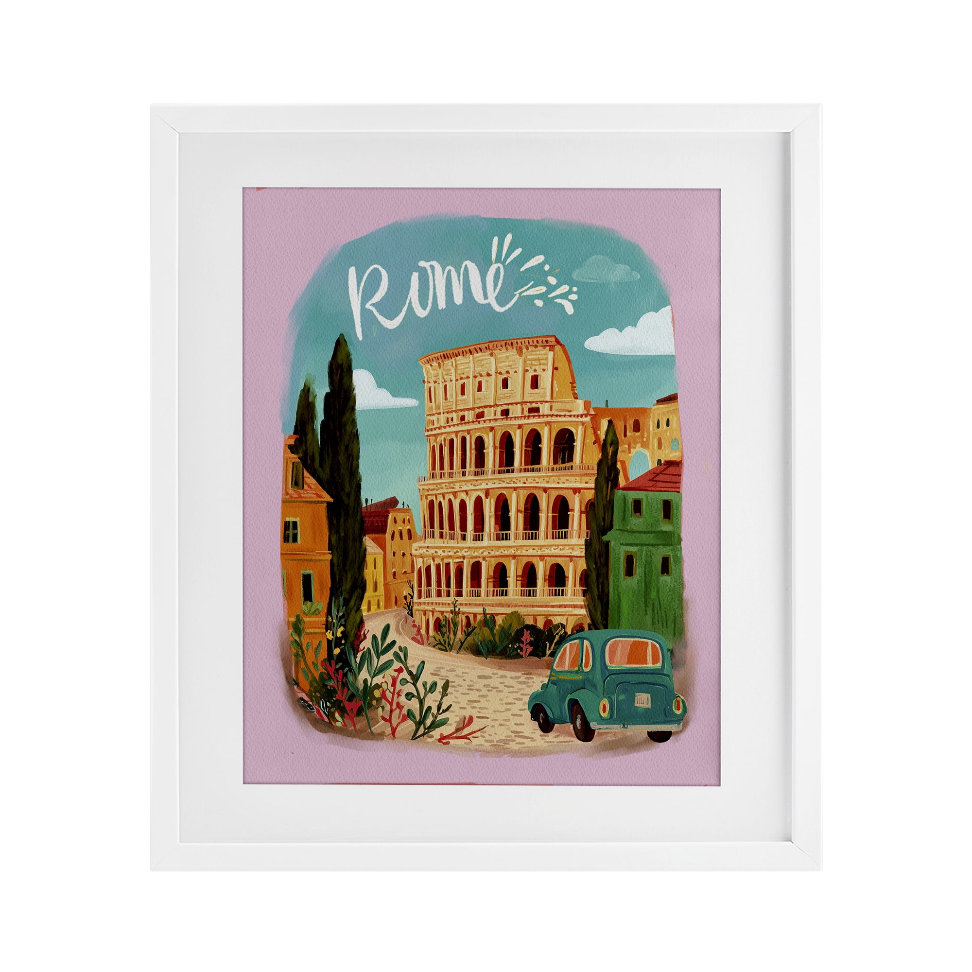 Rome Travel Spot Architecture White Framed Print Under Glass, design by Yen