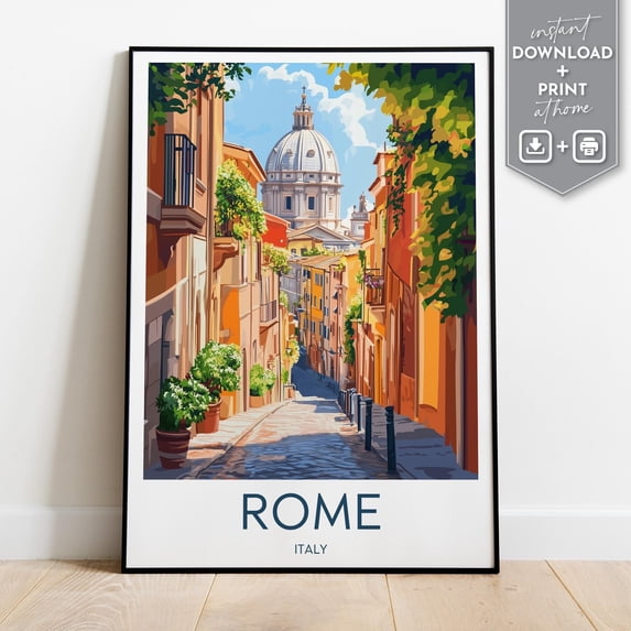 Rome Travel Vintage Italy Artcity Retro Dome And Charming Street ...
