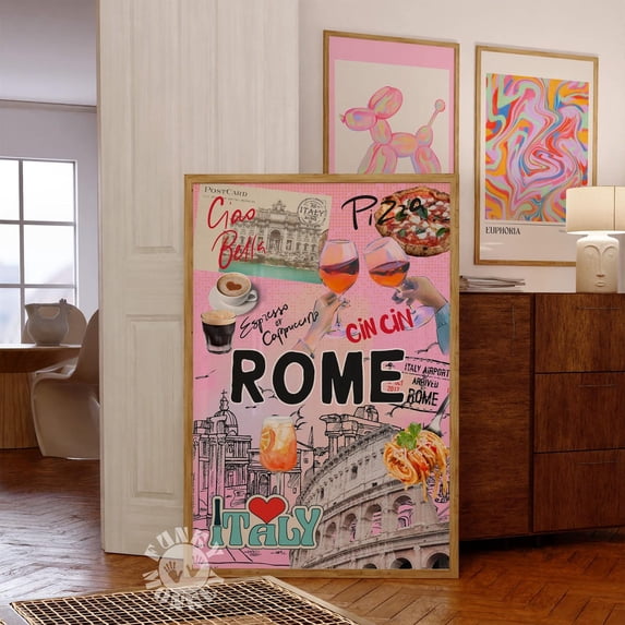 Wall Prints Rome Rome Wall Art Prints, Trendy Travel, Collage, Girly Maximalist, Dorm ...