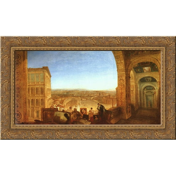 Rome from the Vatican 24x17 Gold Ornate Wood Framed Canvas Art by Turner, Joseph Mallord William