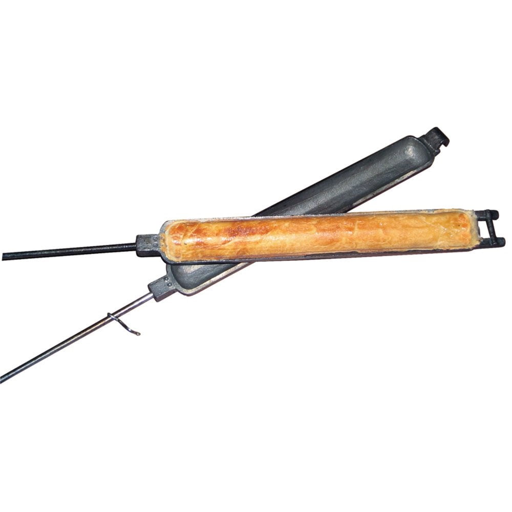 Gray Cast Iron Campfire Bread Baker with Long Handles
