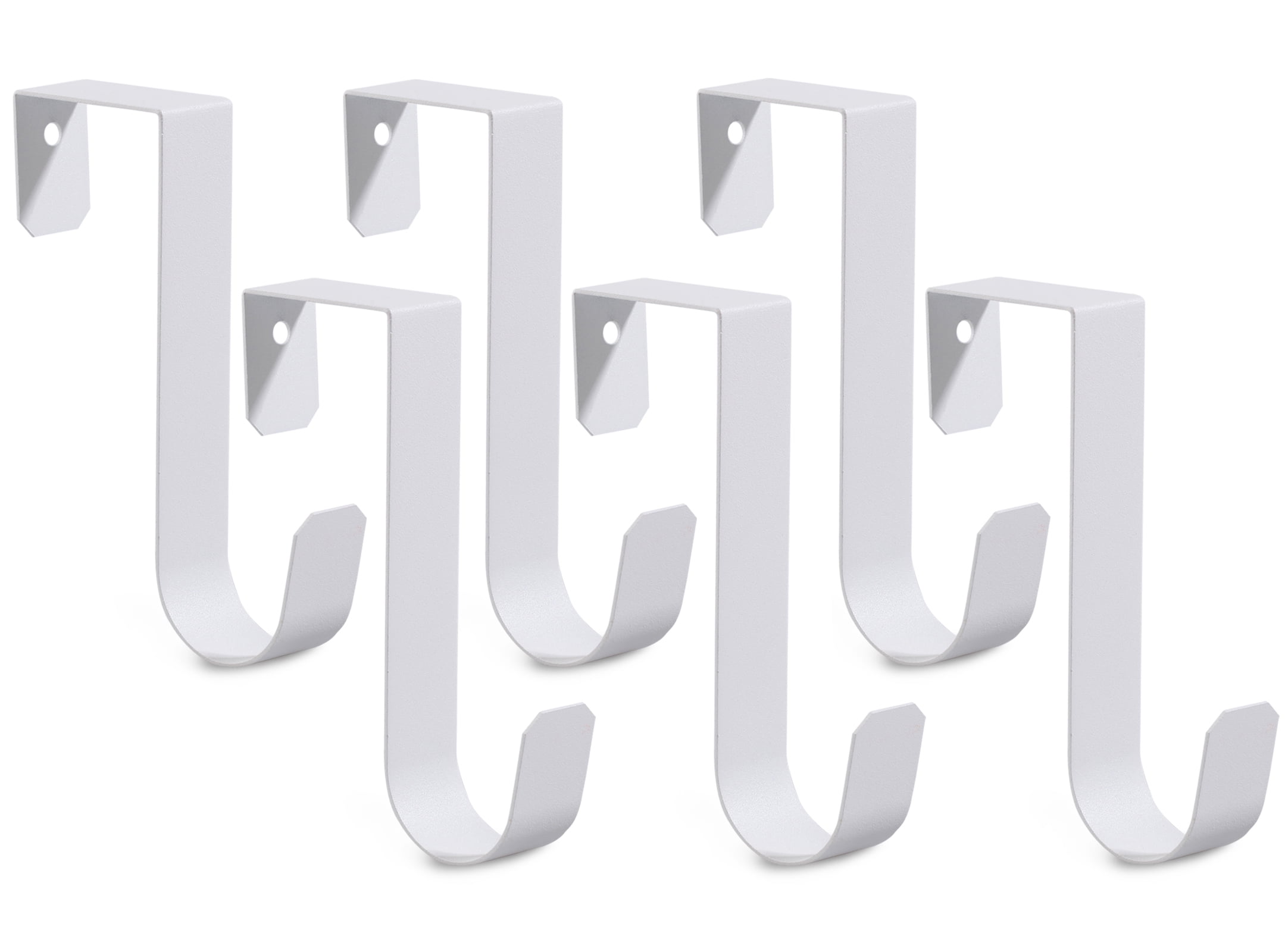 Romeda 6 Pack Over The Door Hooks, Sturdy Metal Single Over Door Hooks, White Door Hanger Hook Door Hooks for Hanging, Towels, Clothes, Bathroom, Hold Up to 7Lbs
