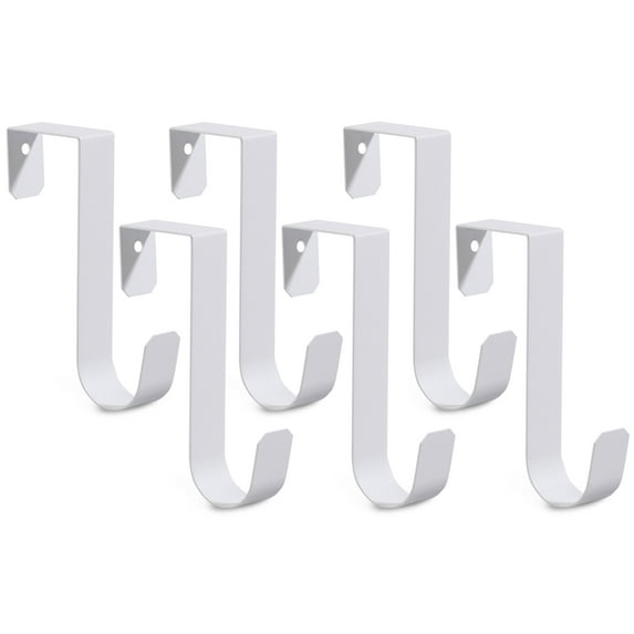 Romeda 6 Pack Over The Door Hooks, Sturdy Metal Single Over Door Hooks, White Door Hanger Hook Door Hooks for Hanging, Towels, Clothes, Bathroom, Hold Up to 7Lbs