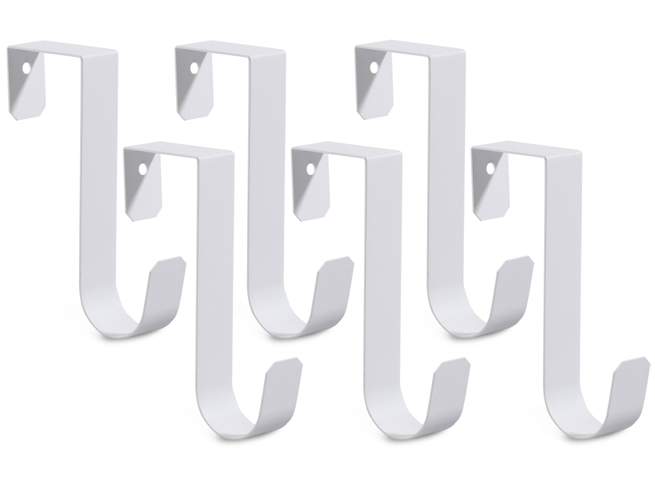 Romeda 6 Pack Over The Door Hooks, Sturdy Metal Single Over Door Hooks, White Door Hanger Hook Door Hooks for Hanging, Towels, Clothes, Bathroom, Hold Up to 7Lbs