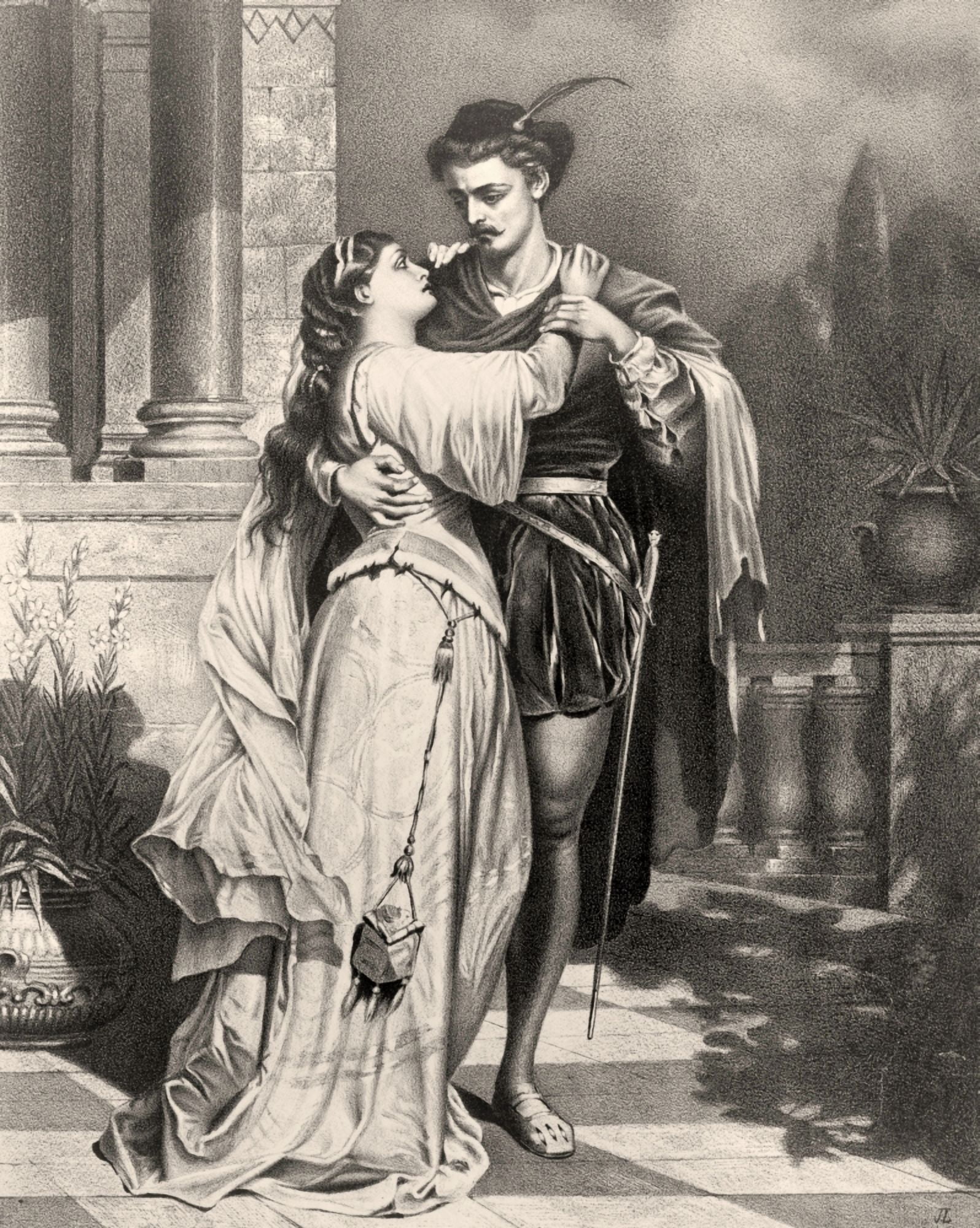 Romeo And Juliet After A 19Th Century Engraving Canvas Art - Ken Welsh Design Pics (13 x 16)