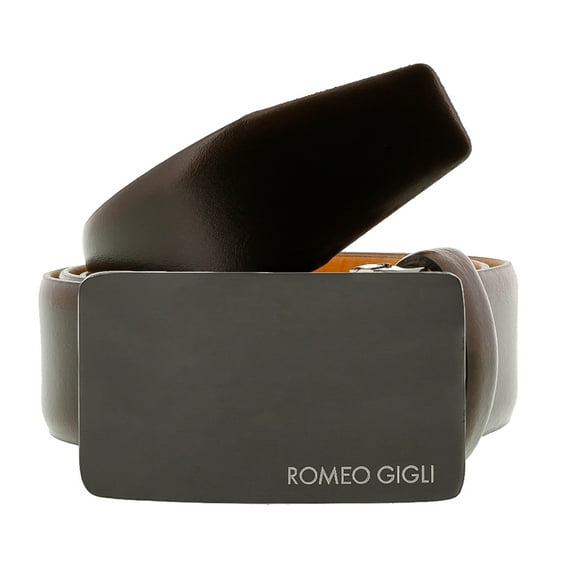 Romeo Gigli C838/35R T.MORO Dark Brown Leather Adjustable Mens Belt for mens
