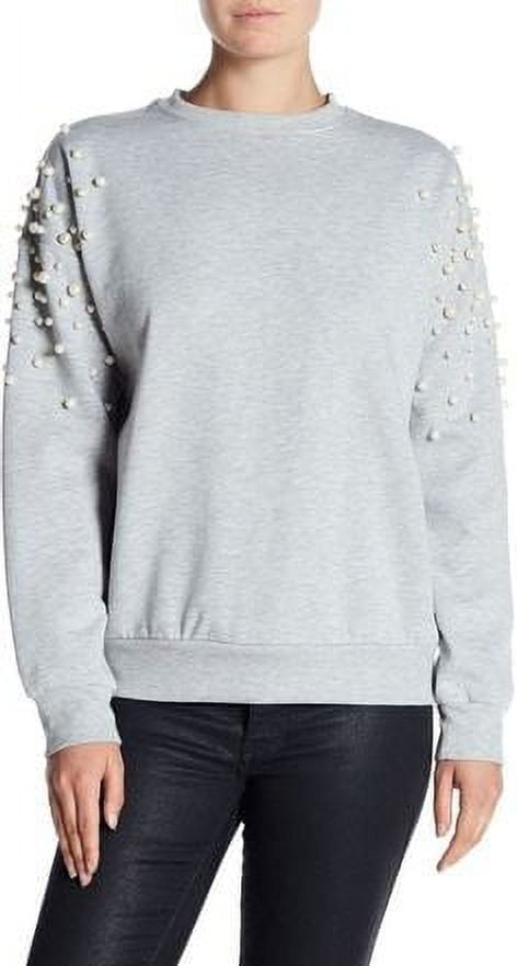 ROMEO & JULIET COUTURE Romeo & Juliet HEATHER GREY Women's Pearl Accent Knit Sweatshirt M