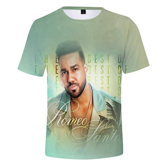 Romeo Santos T-shirt 3D Fashion Print Short Sleeves Men And Women Casual Round Neck Tops