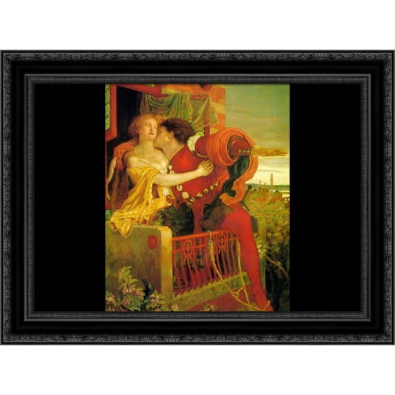 Romeo and Juliet 24x20 Black Ornate Wood Framed Canvas Art by Brown, Ford Madox