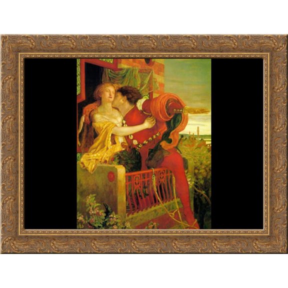 Romeo and Juliet 24x20 Gold Ornate Wood Framed Canvas Art by Brown, Ford Madox