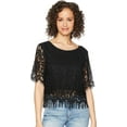 thumbnail image 1 of Romeo and Juliet Couture BLACK Women's Lace and Fringe Top, US Small, 1 of 3