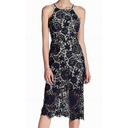 Romeo and Juliet Couture BLUE Small Crochet Halter Dress, US Large