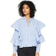 thumbnail image 1 of Romeo and Juliet Couture BLUE/WHITE Women's Ribbon Tie Sleeves Top, US Medium, 1 of 3