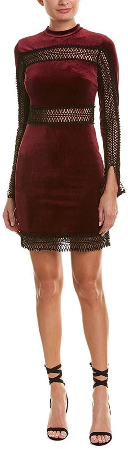 Romeo and Juliet Couture BURGUNDY Velvet W/ Sheer Lace Trim Dress, US  Medium - Walmart.com