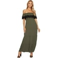 thumbnail image 1 of Romeo and Juliet Couture OLIVE/BLACK Off Shoulder Lace Trim Long Dress, US Small, 1 of 3