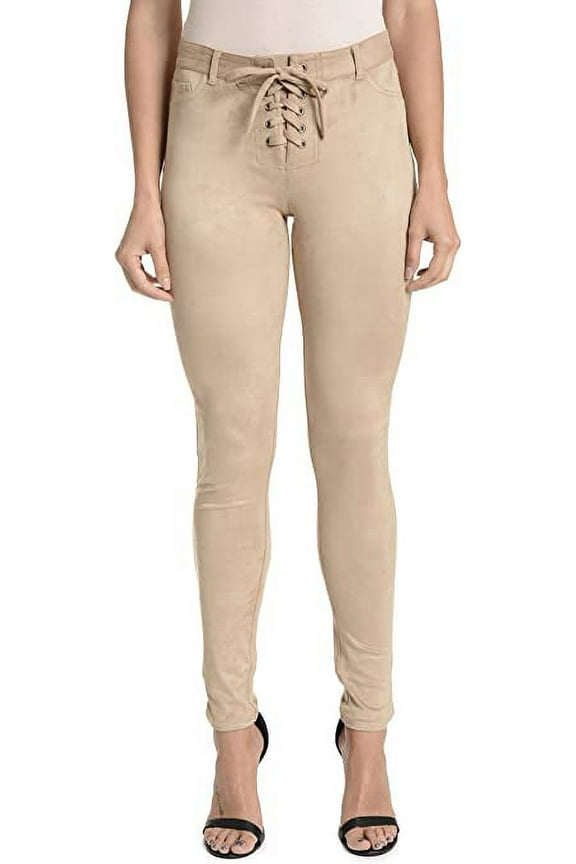 Romeo and Juliet Couture Women's Suede Tie Front Pants, Medium