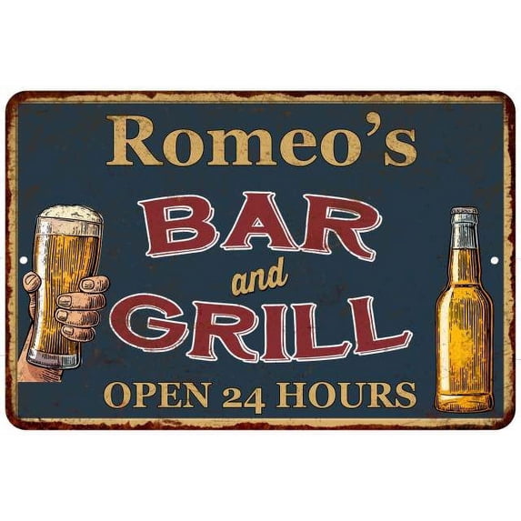 Romeo's Green Bar and Grill Sign 16 x 24 Matte Finish Metal 116240044317
