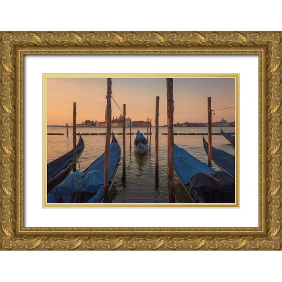Romero Salamanca, Juan 24x17 Gold Ornate Wood Framed with Double Matting Museum Art Print Titled - Venecian boats