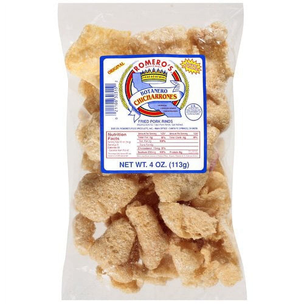 Romero's Botanero Regular Pork Rinds, Crispy Pork Skins, 3.5 oz