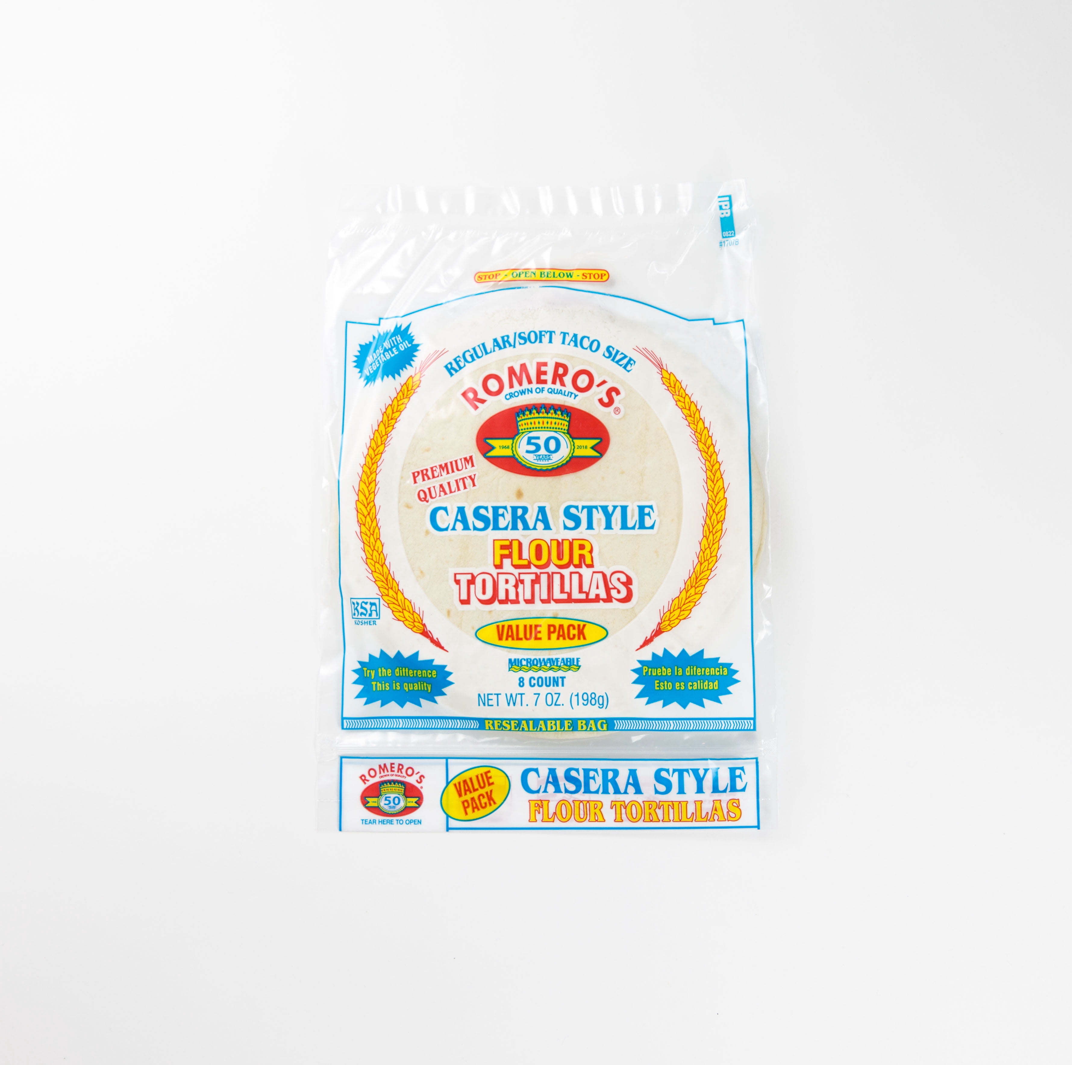 Romero's Premium Quality Casera Style Flour Tortillas Value Pack, 7 oz (8 Count)