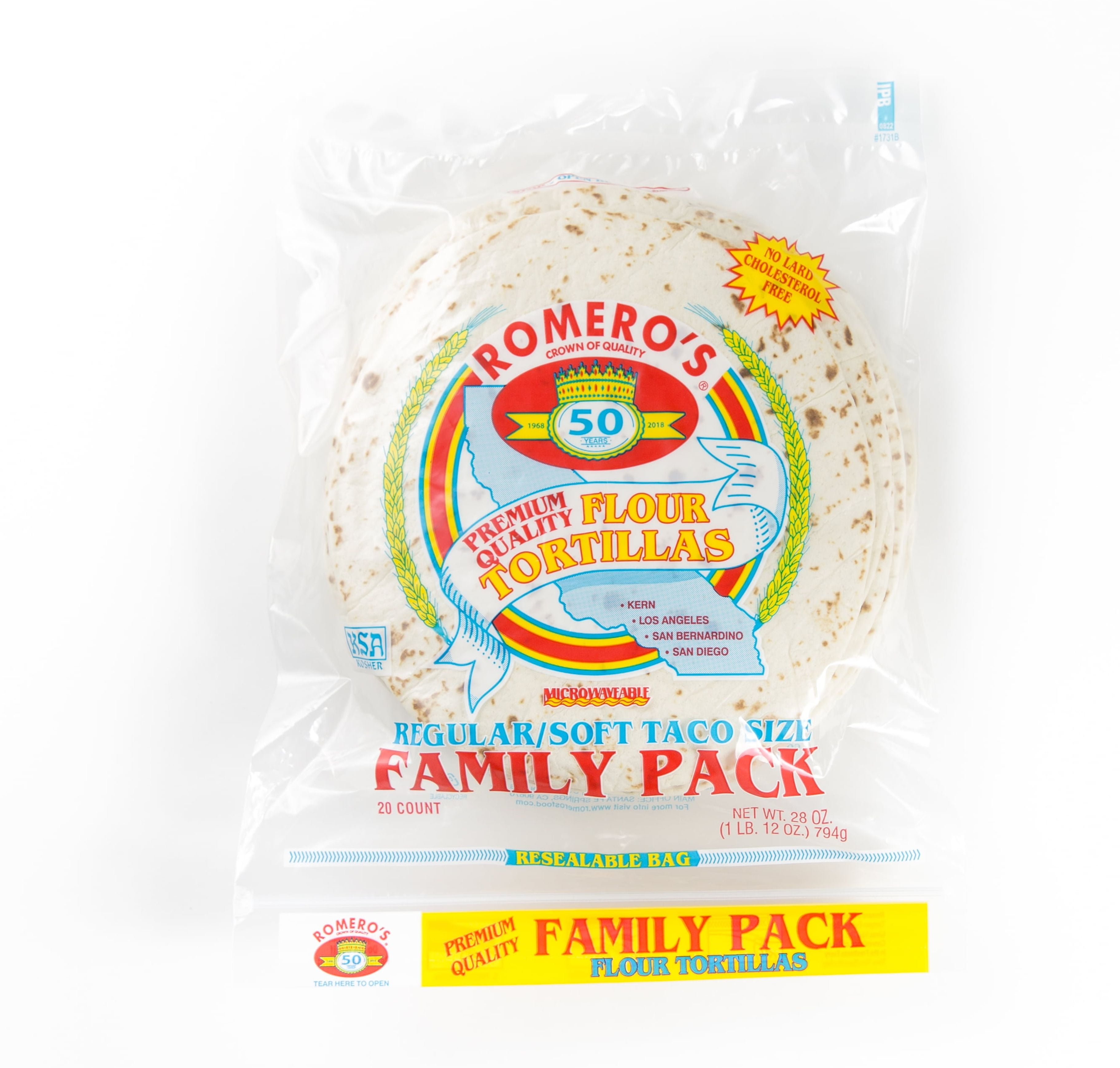 Romero's Family Soft Taco Pack Flour Tortilla, 20 Count, 28 oz Bag