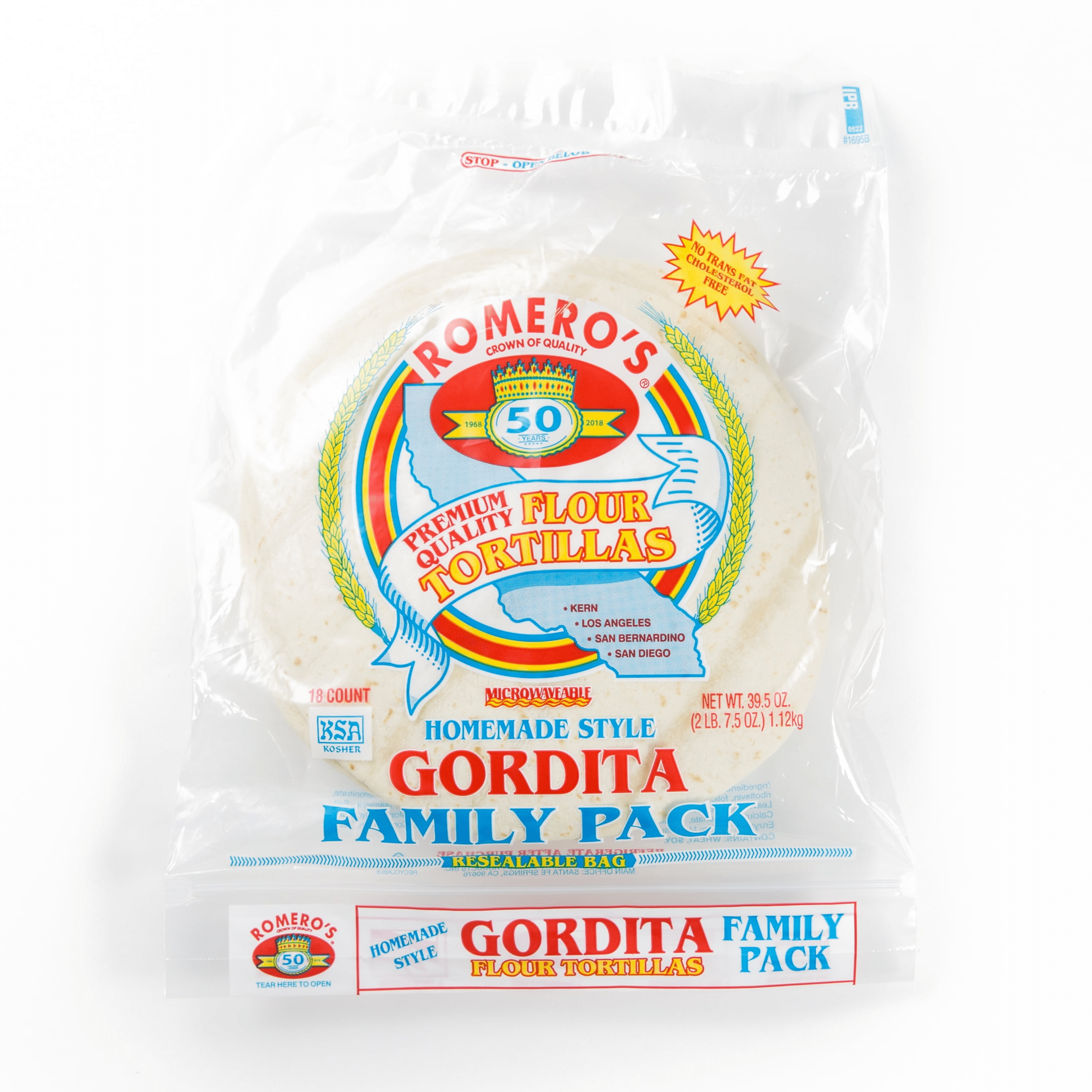 Romero's Gordita Family Pack, 39 oz Flour Tortillas (Homemade Style