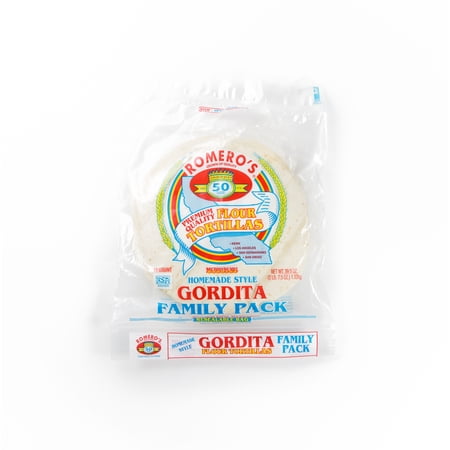Romero's Premium Quality Homemade Style Gordita Flour Tortillas Family Pack, 18 Count, 39 oz Bag