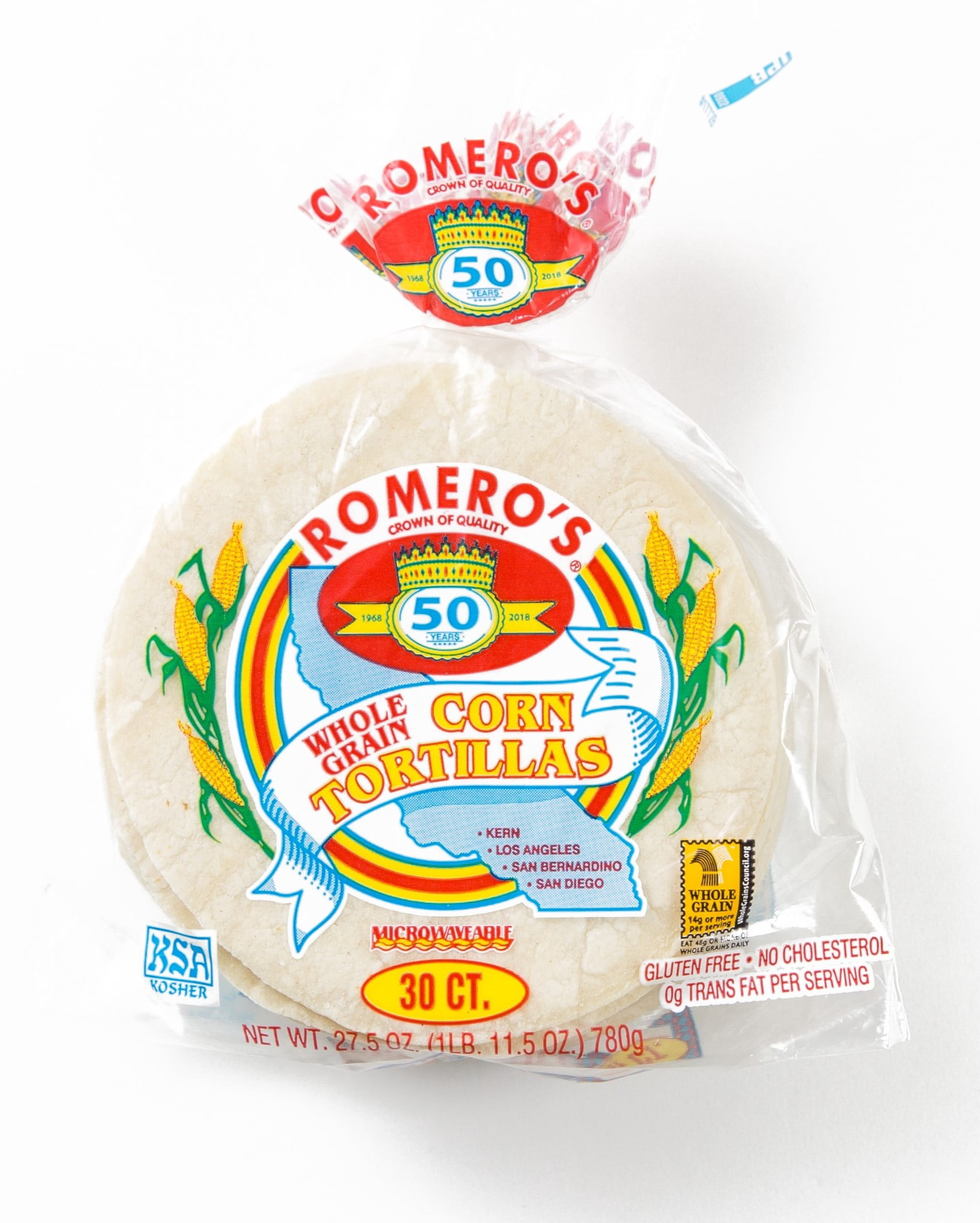 Romero's Whole Grain Corn Tortillas, 27.5 oz, 30 Count - Walmart.com
