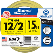 Romex 12/2 NMW/G Electrical Wire - Single Pack   Indoor & Outdoor Use, NEC-Compliant