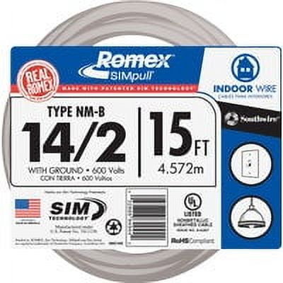 SOUTHWIRE 1PC Romex 14/2 NMW/G Electrical Wire