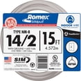 thumbnail image 1 of Southwire Romex Electrical Wire 14/2 NMW/G - Copper, PVC, UL Listed - 1 Piece, 15' — Indoor & Outdoor Use, NEC-Compliant, 1 of 1