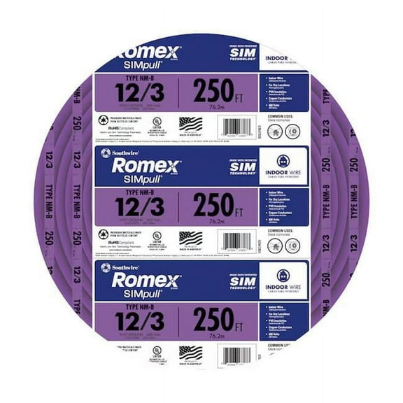Romex 250 Ft. 12-3 Solid Yellow NMW/G Electrical Wire