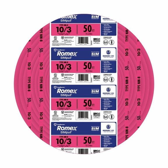 Romex 50 Ft. 10/3 Solid Pink NMW/G Electrical Wire 63948522