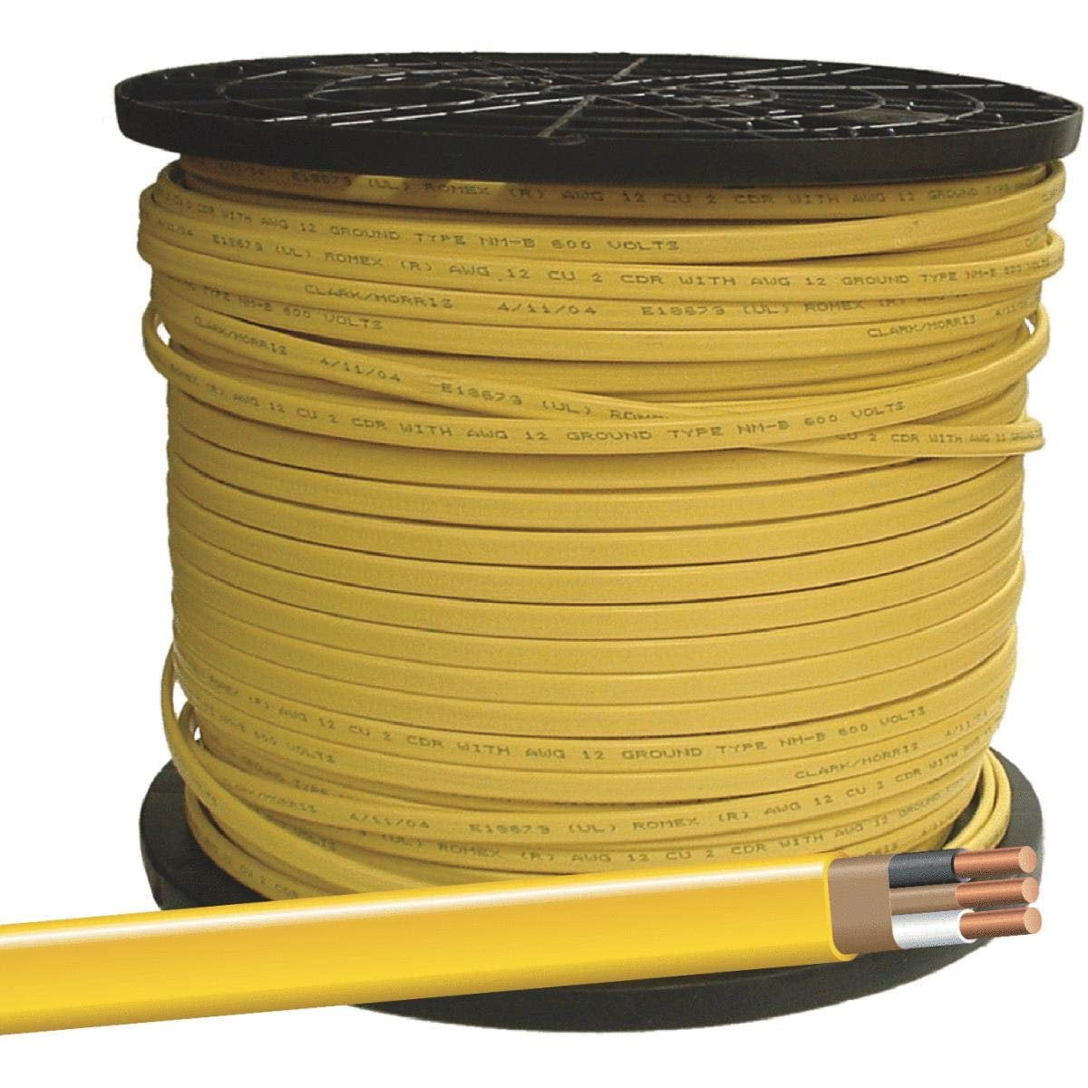 Romex Nm-B Non-Metallic Sheathed Cable With Ground, 12/2, 1000 Ft. Per ...