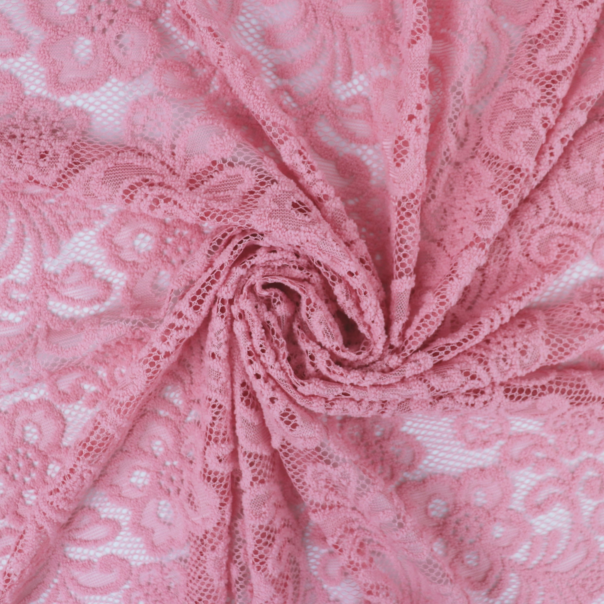 Romex Textiles 100% Polyester Chenille Lace Fabric with Flower Design - Pink