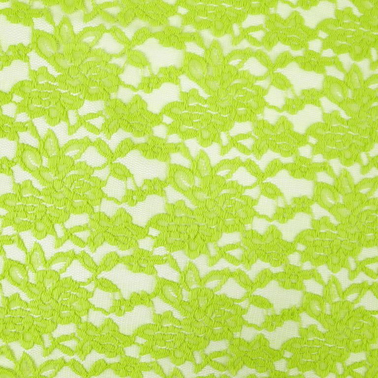 Romex Textiles Nylon Spandex Floral Lace Fabric (3 Yards) - Neon Yellow