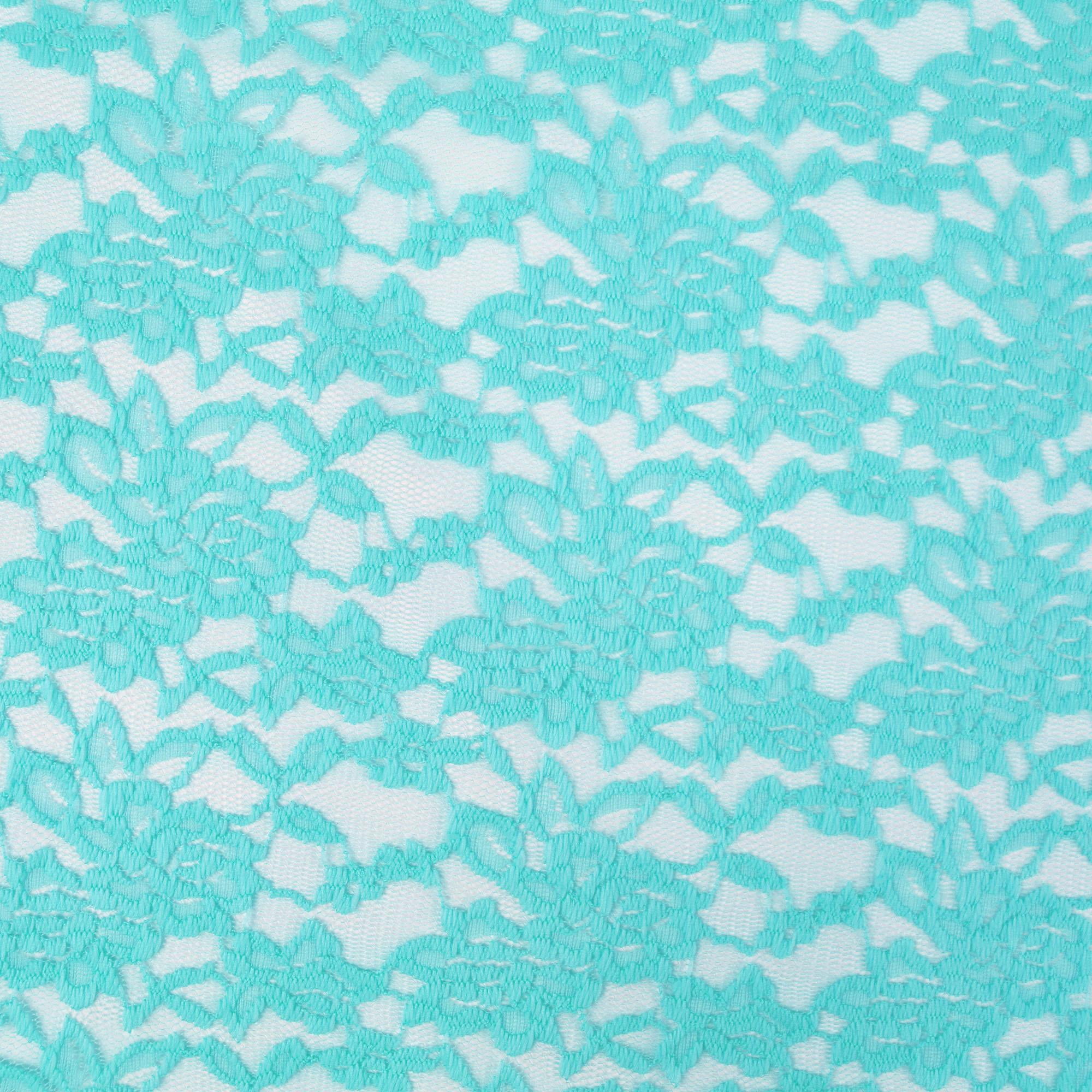Romex Textiles Nylon Spandex Floral Lace Fabric - Aqua