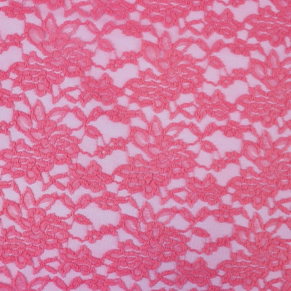 Romex Textiles Nylon Spandex Floral Lace Fabric - Coral