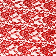 Romex Textiles Nylon Spandex Floral Lace Fabric - Red