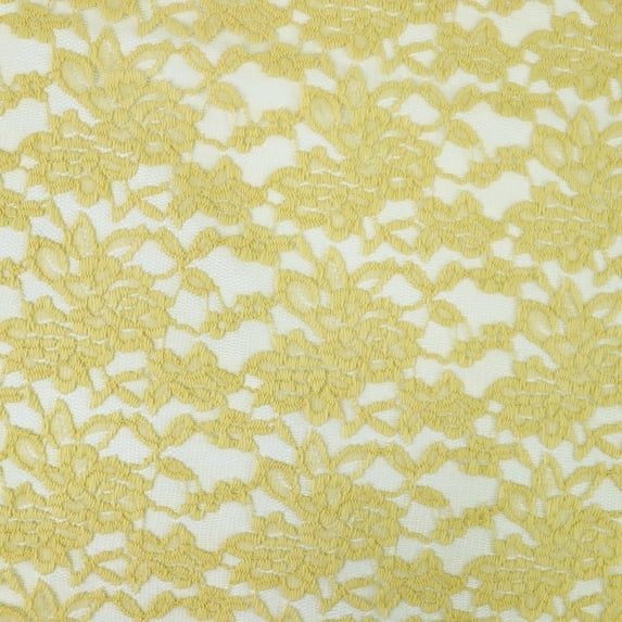Romex Textiles Nylon Spandex Floral Lace Fabric - Yellow
