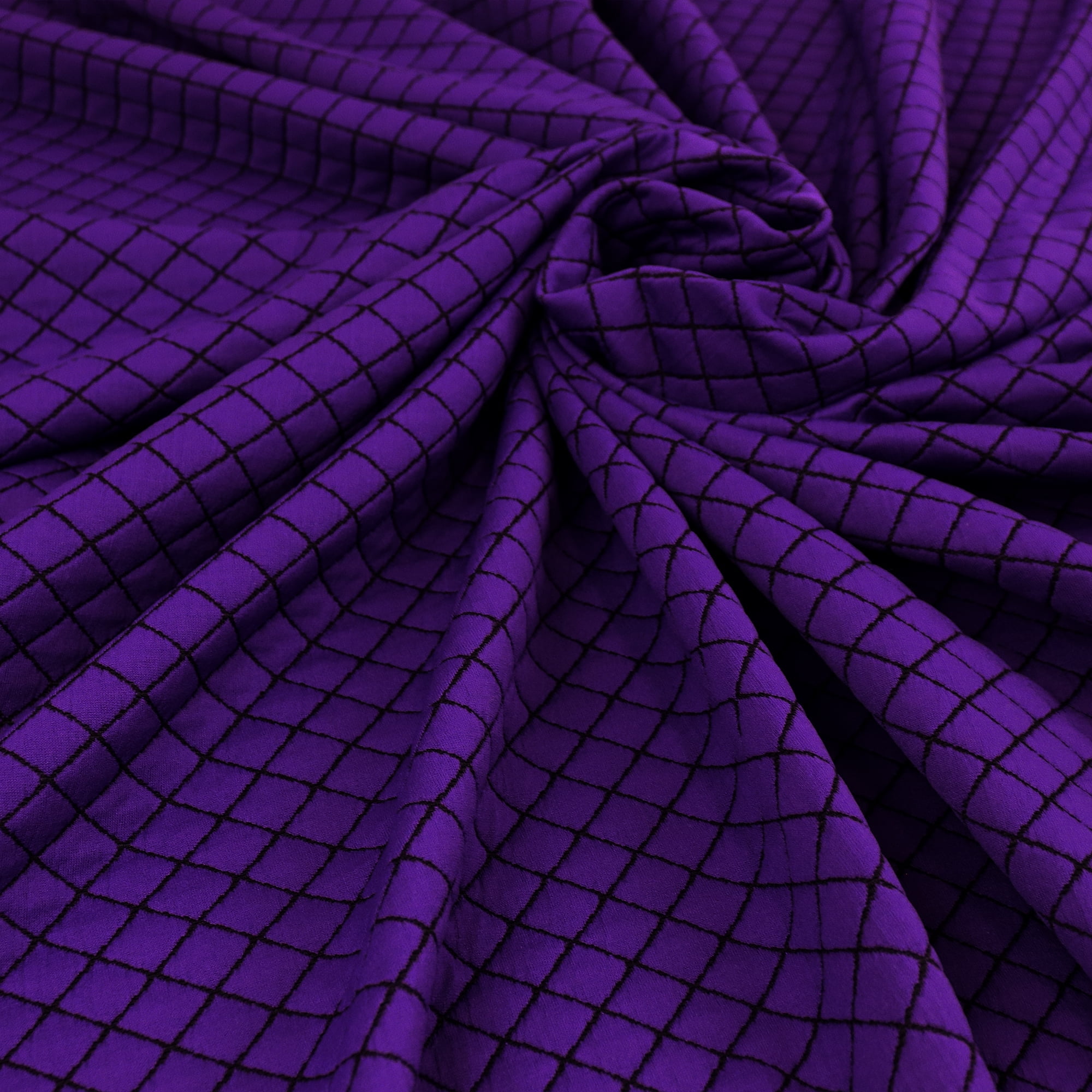 Romex Textiles Polyester Spandex Diamond Quilt Fabric - Purple/Black ...
