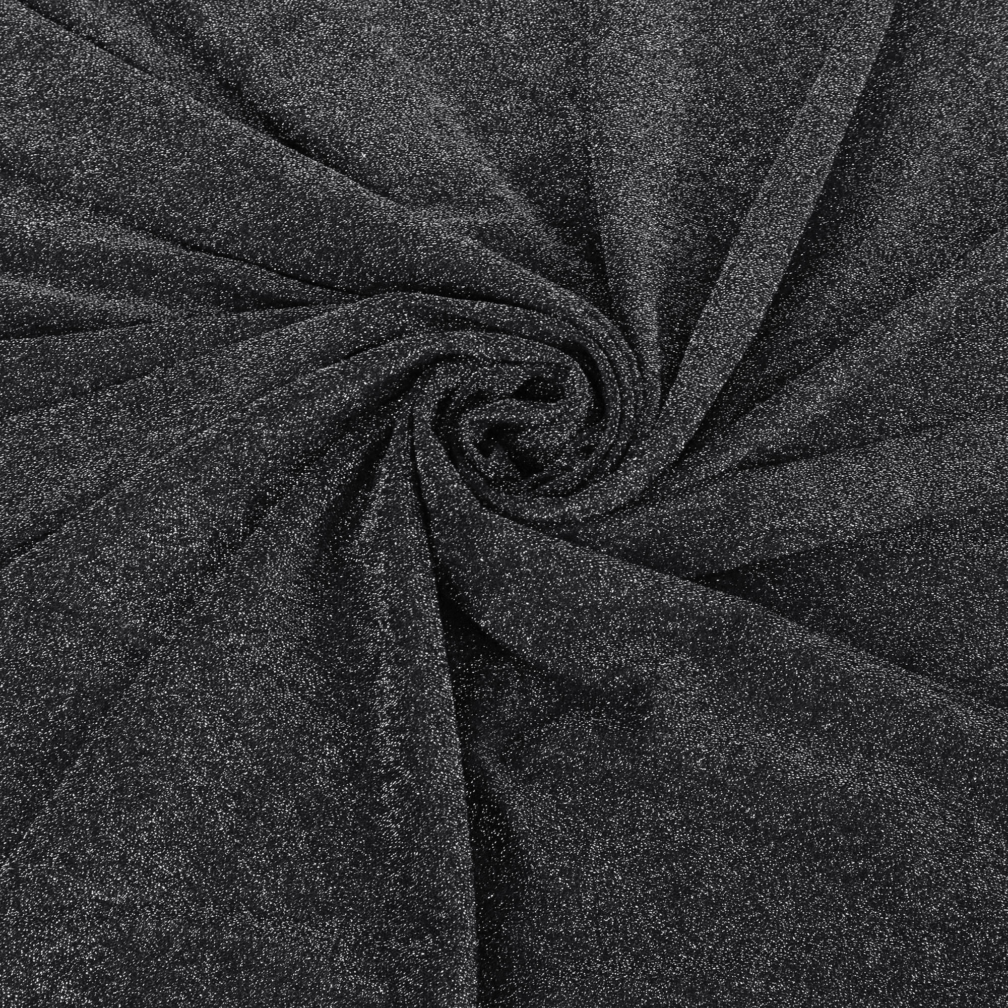 Romex Textiles Polyester Spandex Shiny Lurex Knit Fabric - Black/Silver