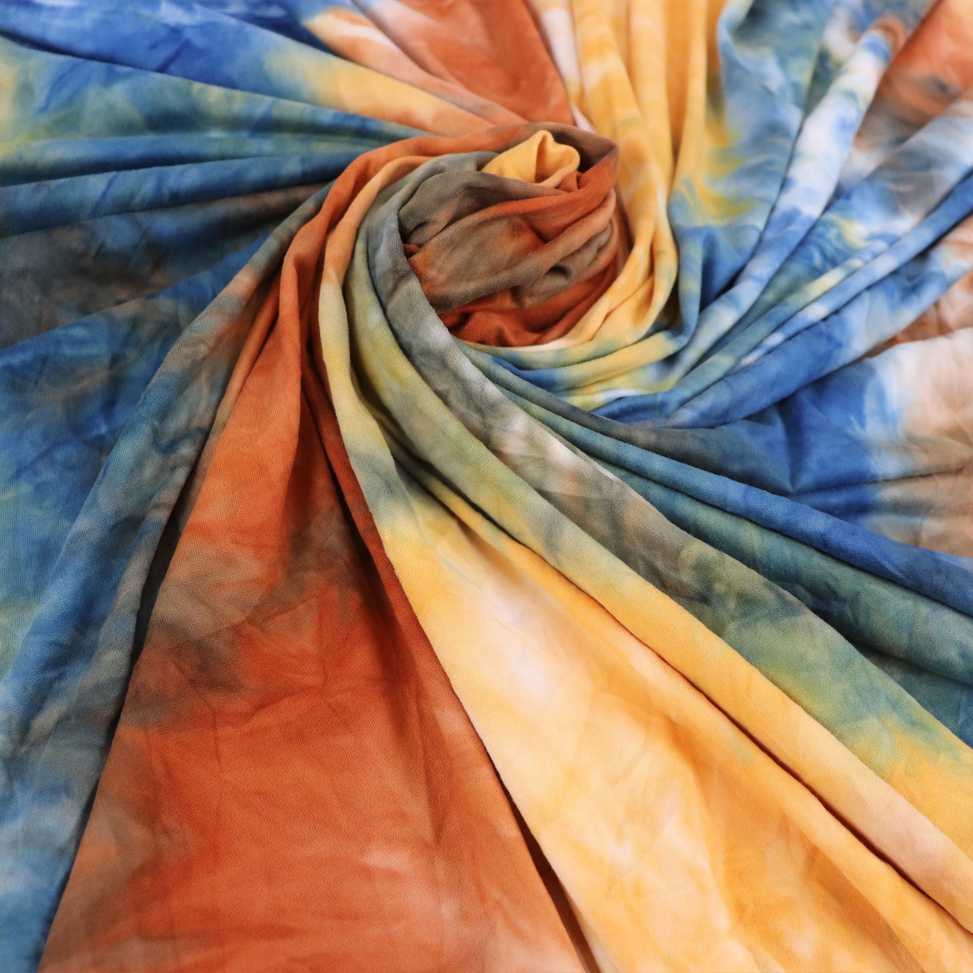 Romex Textiles Polyester Spandex TieDye Knit Fabric Orange/Blue