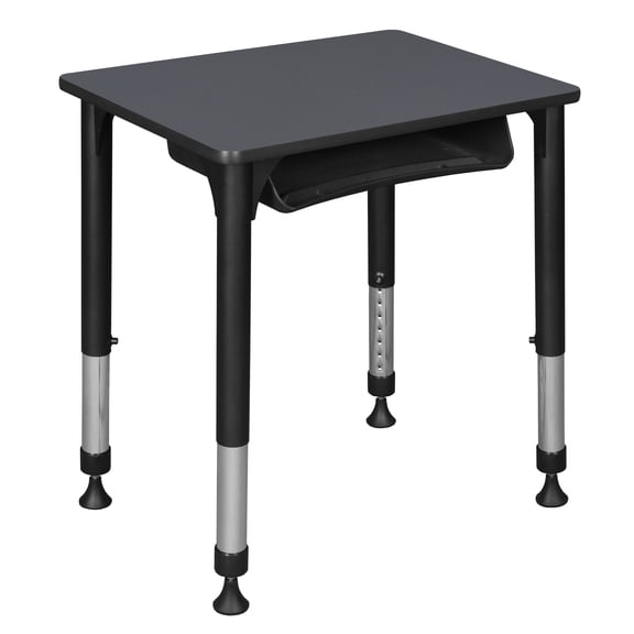 Romig 18.5 x 26 in Rectangle Height Adjustable Classroom School Desk with Book Storage- Grey
