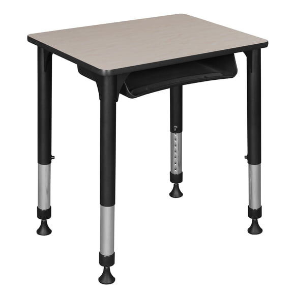 Romig 18.5 x 26 in Rectangle Height Adjustable Classroom School Desk with Book Storage- Maple