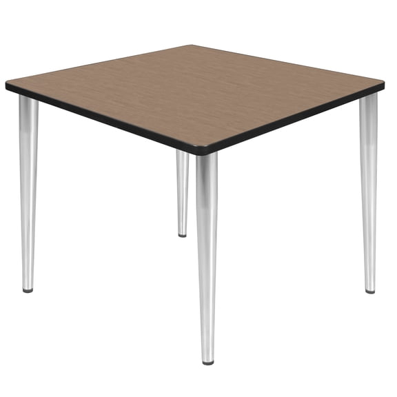 Romig Arco 36 in. Square Breakroom Table- Noble Oak Top, Chrome Tapered Legs