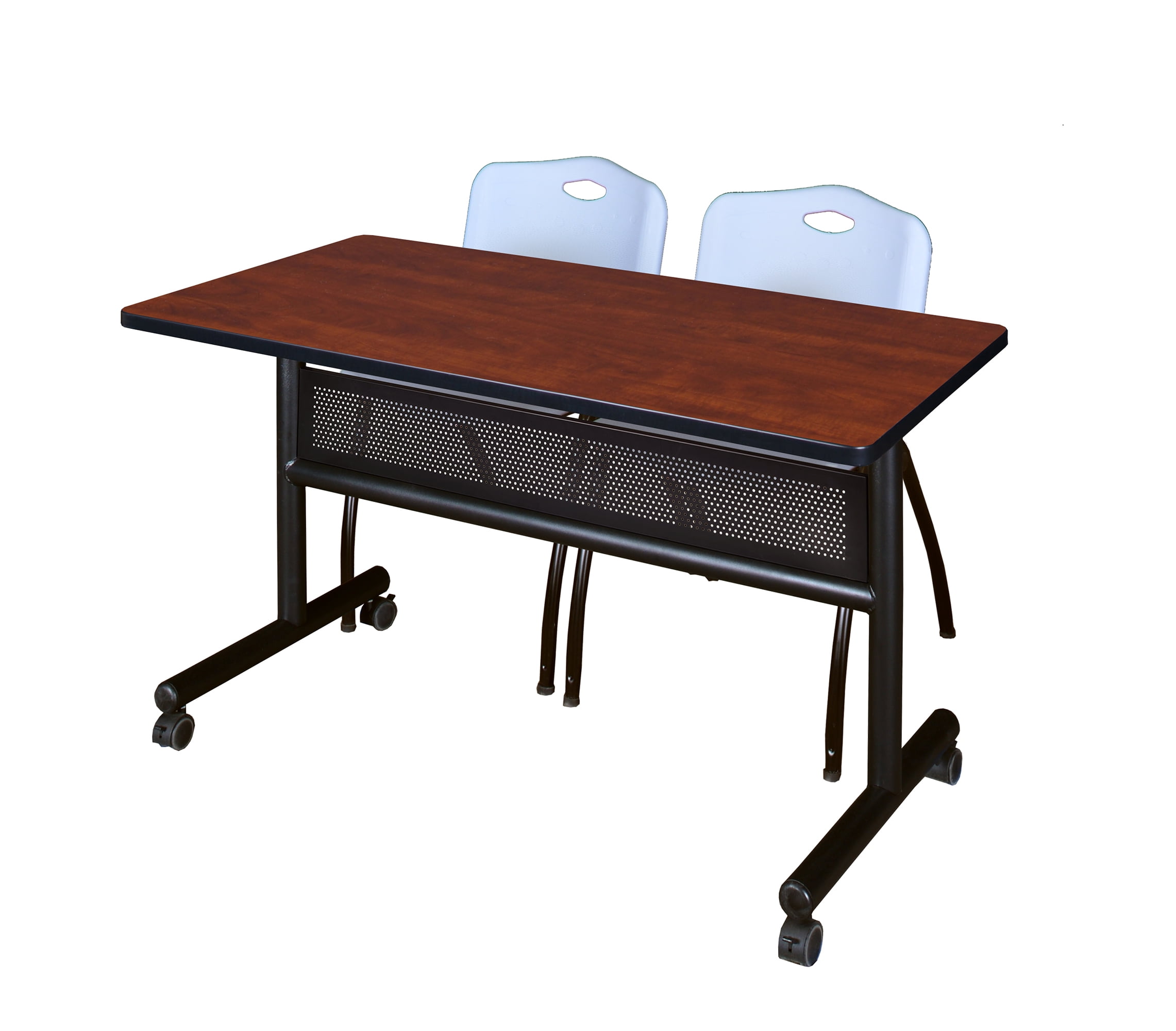 Romig Axis-Pro 48 x 24 in. Flip-Top Privacy Nesting Table- Cherry, 2 M ...