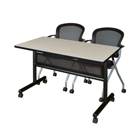 Romig Axis-Pro 48 x 24 in. Flip-Top Privacy Nesting Table- Maple, 2 Cadence Nesting Chairs