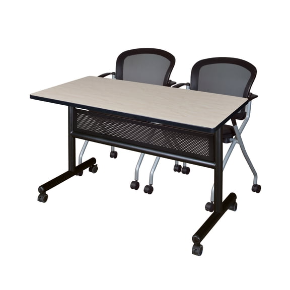 Romig Axis-Pro 48 x 24 in. Flip-Top Privacy Nesting Table- Maple, 2 Cadence Nesting Chairs