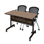 Romig Axis-Pro 48 x 24 in. Flip-Top Privacy Nesting Table- Noble Oak, 2 Cadence Nesting Chairs